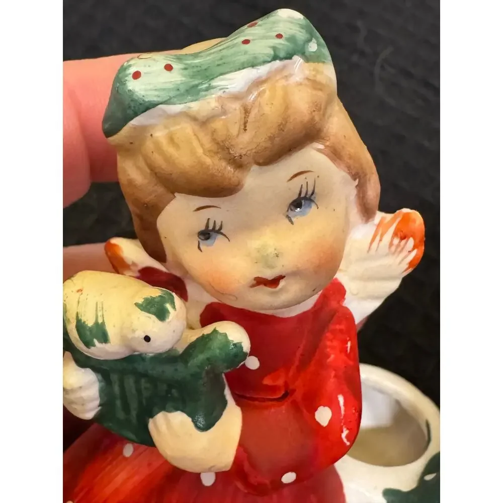 Vintage Commodore Japan Christmas Angel Candle Holder Figurine w/ instruments.